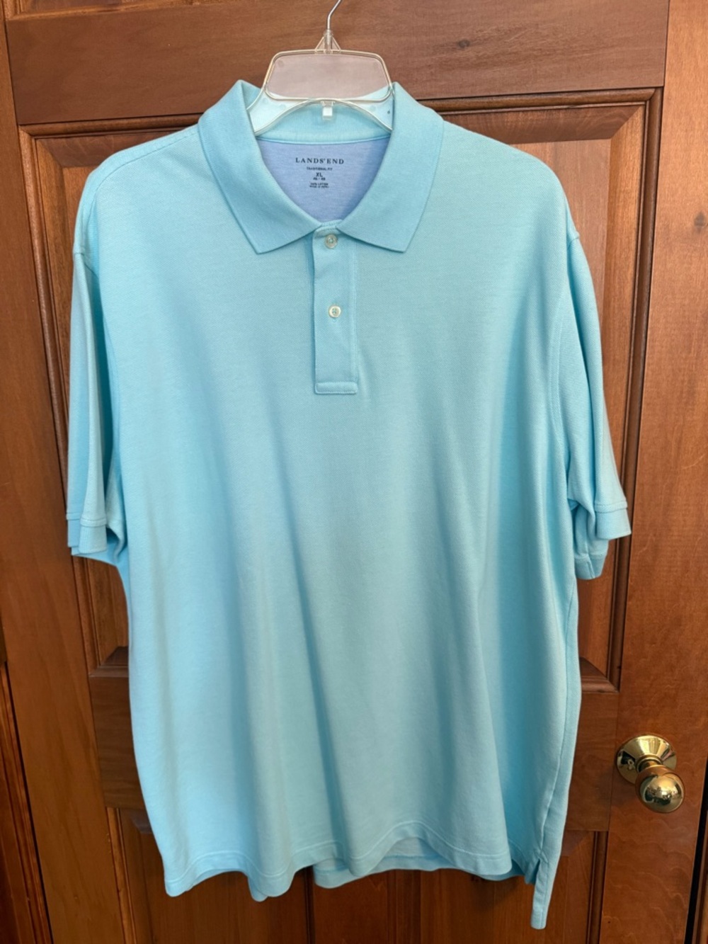 Lands' End Men's Aqua Blue Polo Shirt